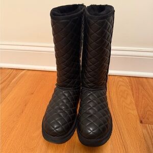 UGG Classic Tall Diamond Quilted Leather Shearling Boots
